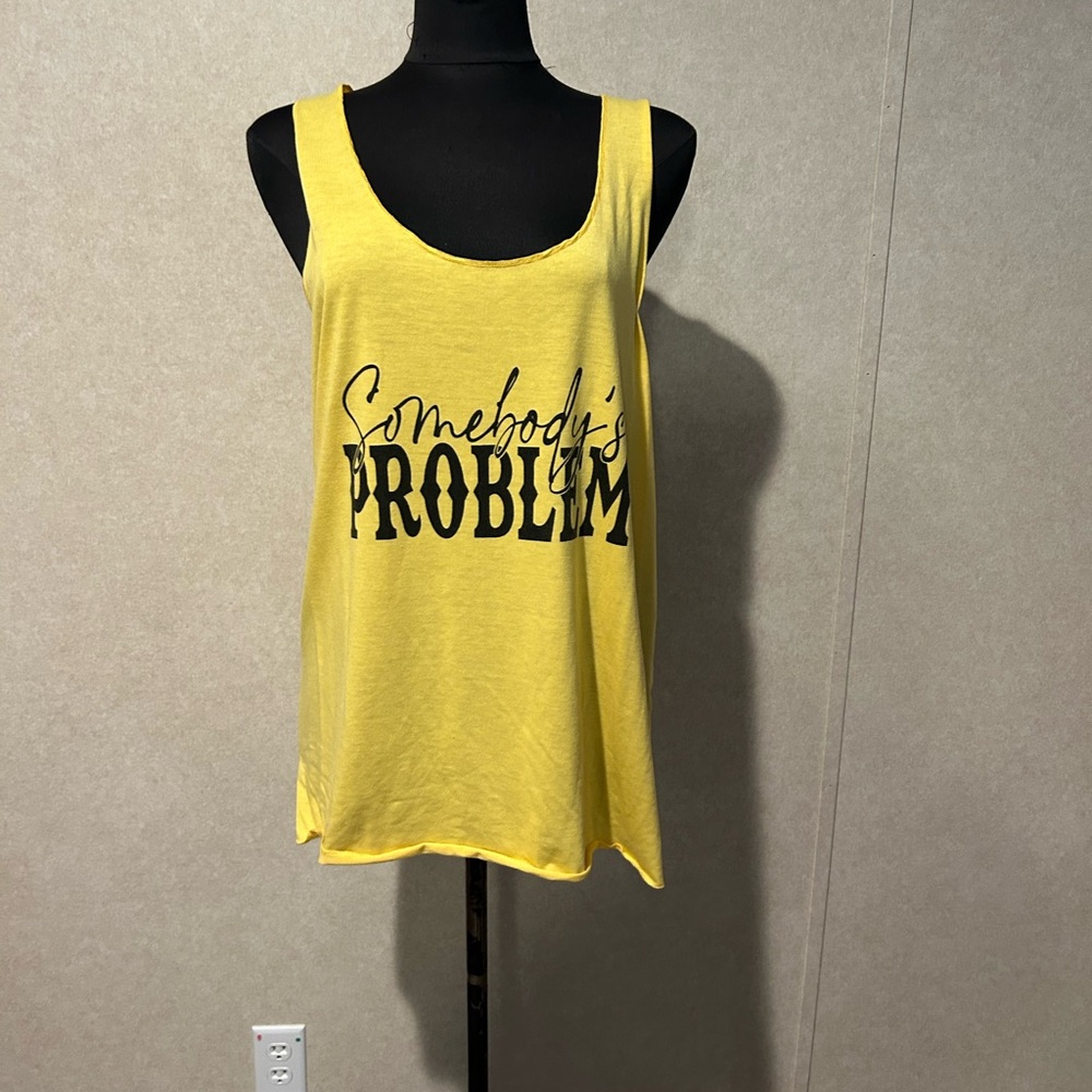 Yellow Graphic Tank Top XXL